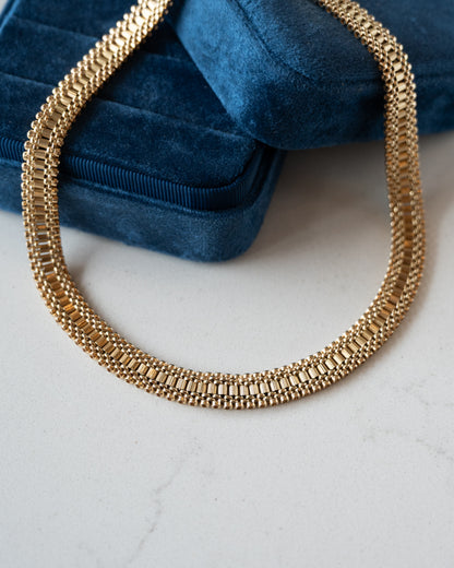 Vintage Mid-Century Watch Link Choker Necklace 14k
