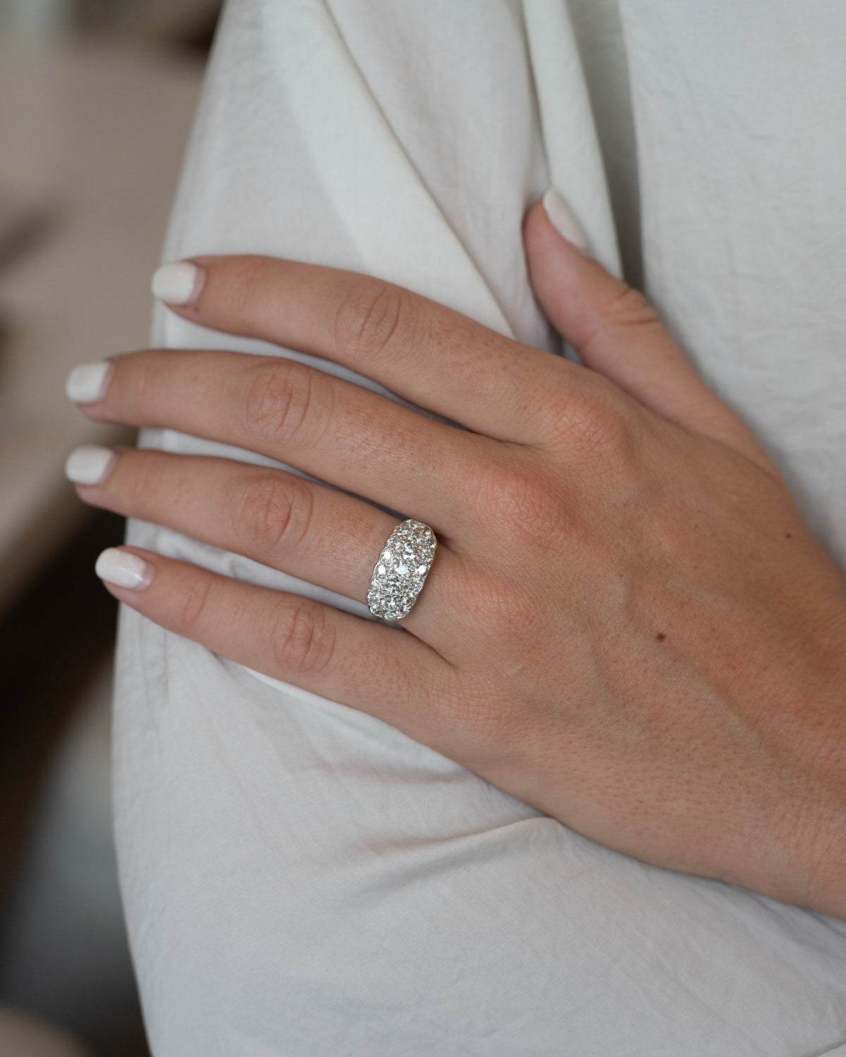 1.19 Antique Art Deco Diamond Cocktail Ring 18k