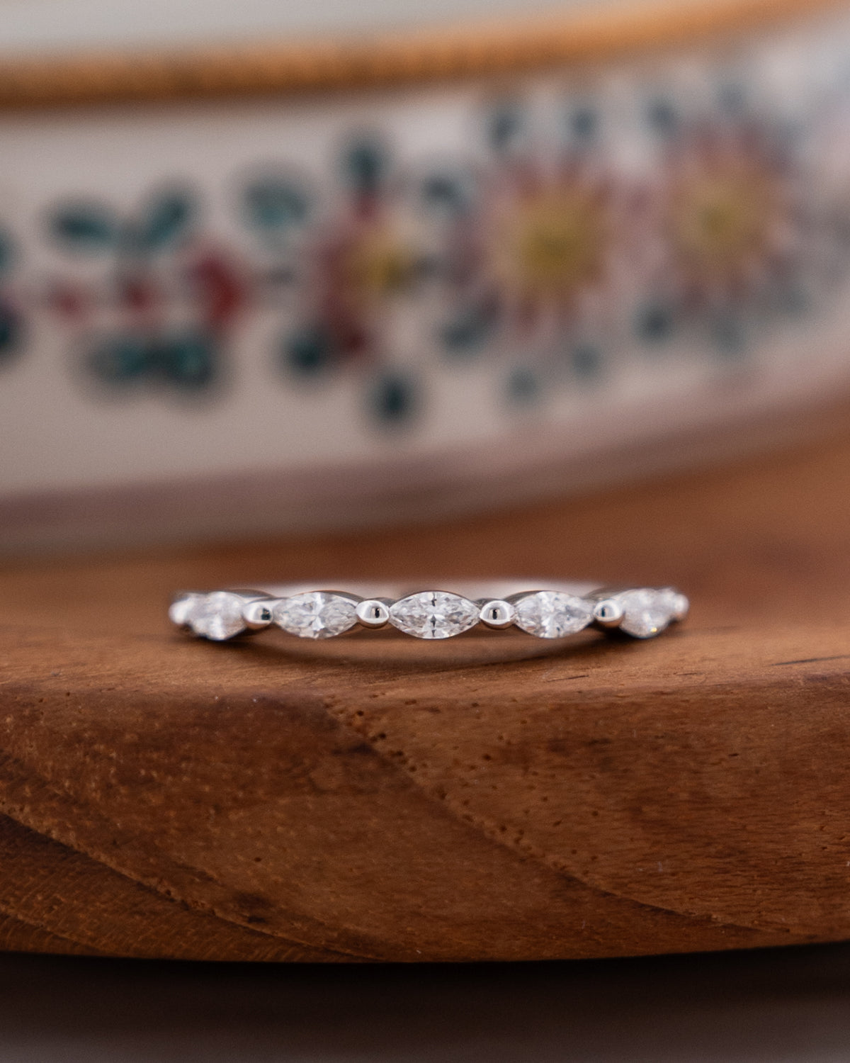 .22 East/West Marquise Diamond Wedding Band 14k White Gold