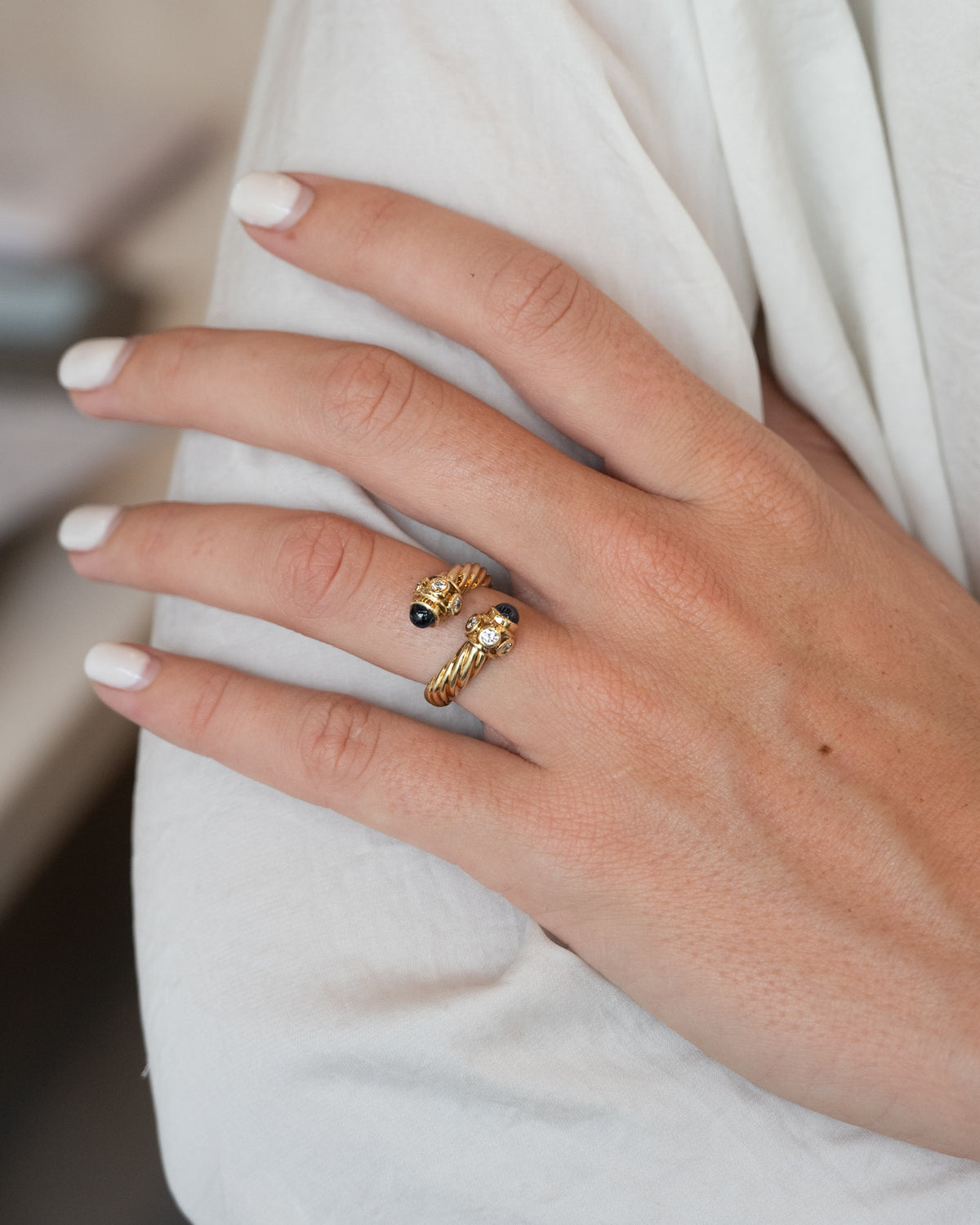 David Yurman Diamond & Sapphire Cable Ring 14k