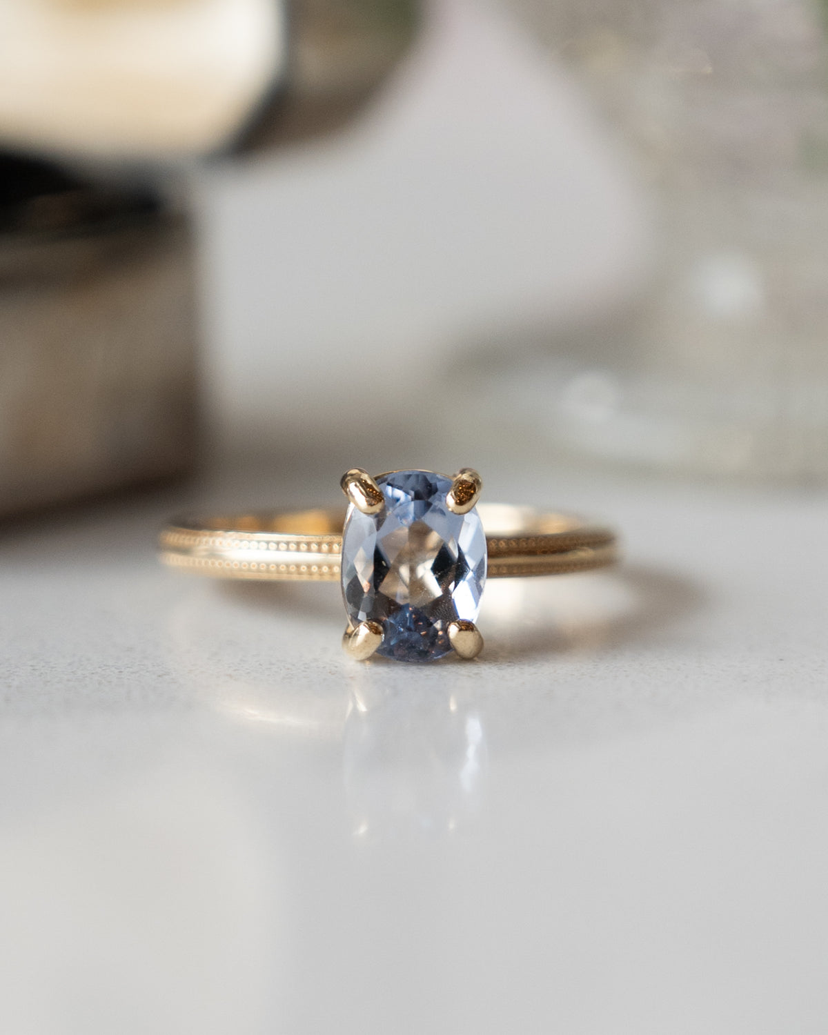 1.38 Oval Santa Maria Aquamarine Engagement Ring 14k