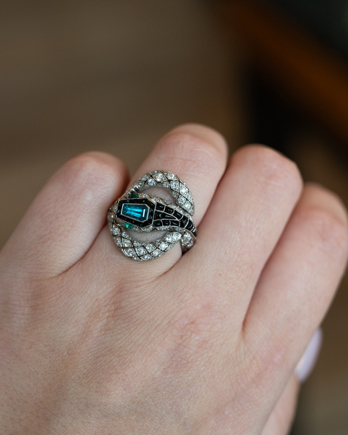 .55 GIA Paraiba Tourmaline & Diamond Snake Ring Platinum
