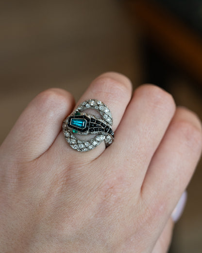 .55 GIA Paraiba Tourmaline & Diamond Snake Ring Platinum