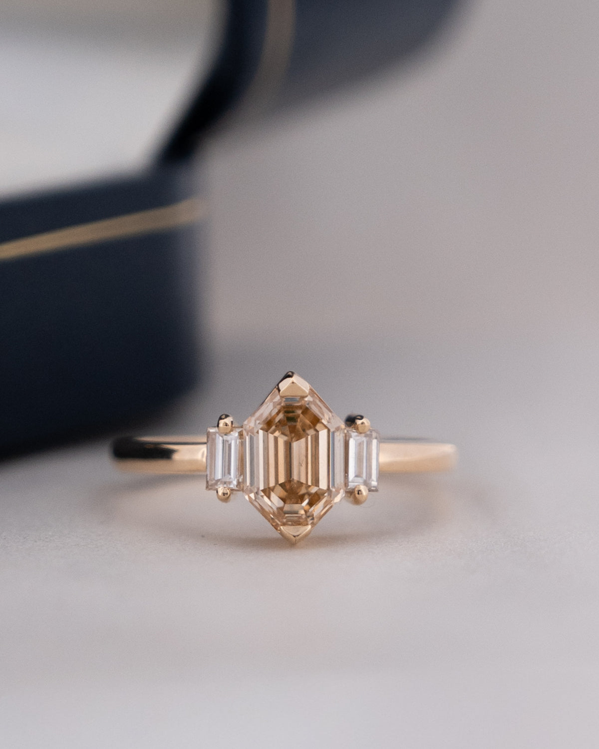 1.31 Fancy Brown Hexagon Diamond Ring 14K Yellow Gold