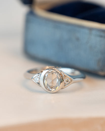 .76 Oval Rose Cut Diamond Engagement Ring Platinum