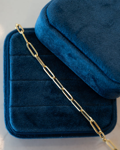 7.5" Paperclip Chain Link Bracelet 14k Yellow Gold