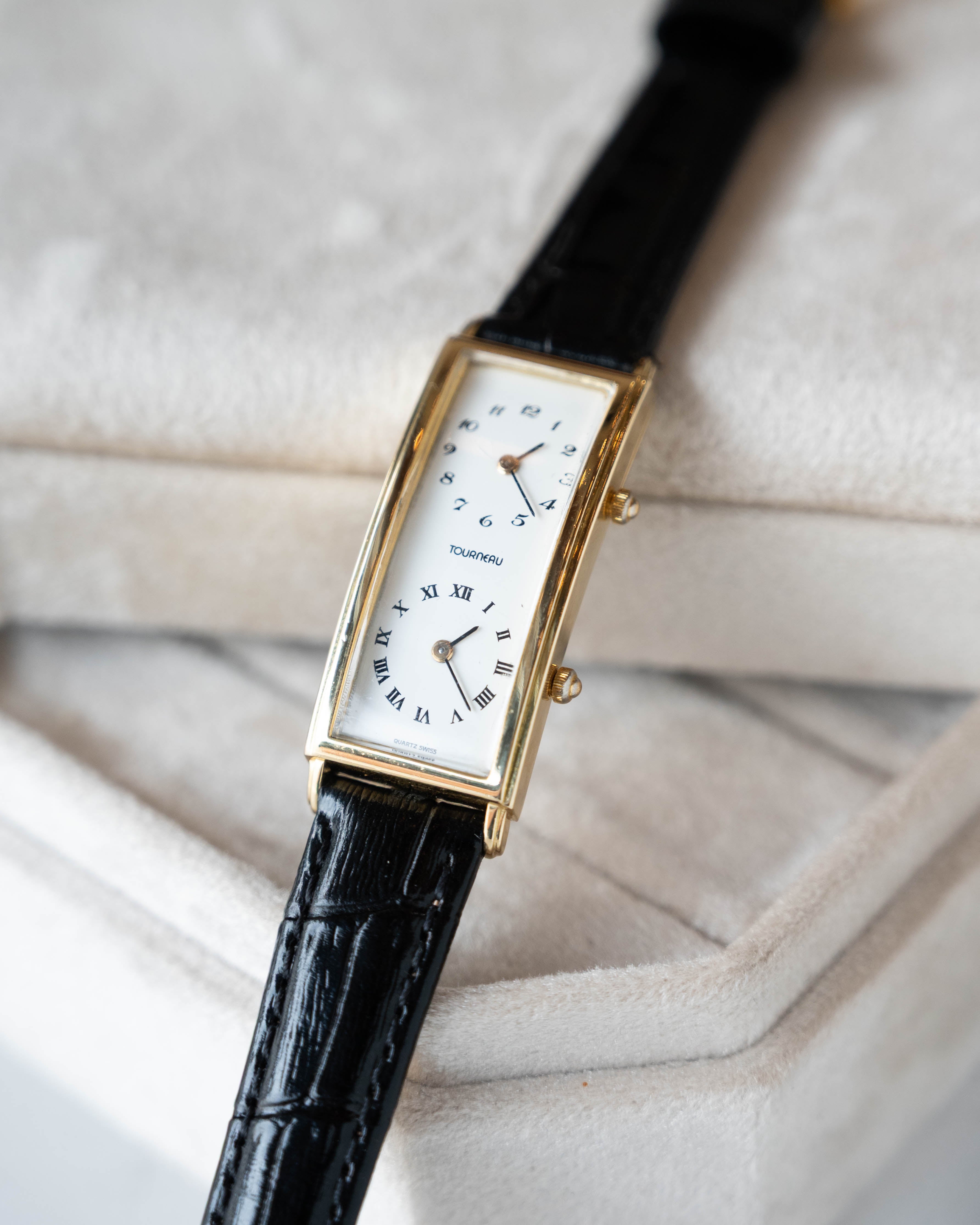 1980's Tourneau Tank Dual Time 18k Yellow Gold – Filigree Jewelers