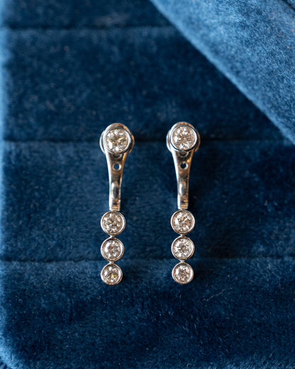 Diamond Stud Earrings w/ Diamond Jacket 14k White Gold