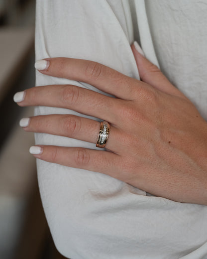 .18 Diamond Channel Set Wedding Band Two-Tone 14k Gold