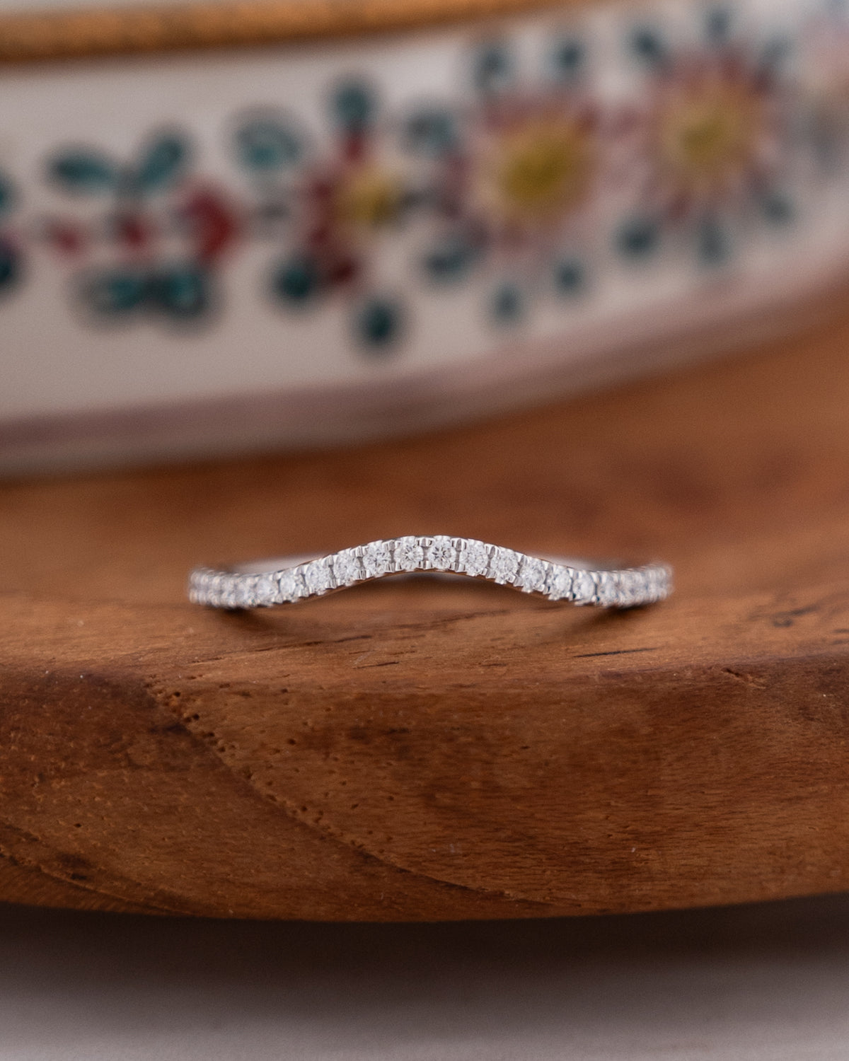 .21 Diamond Contour Stacking Wedding Band 14k White Gold