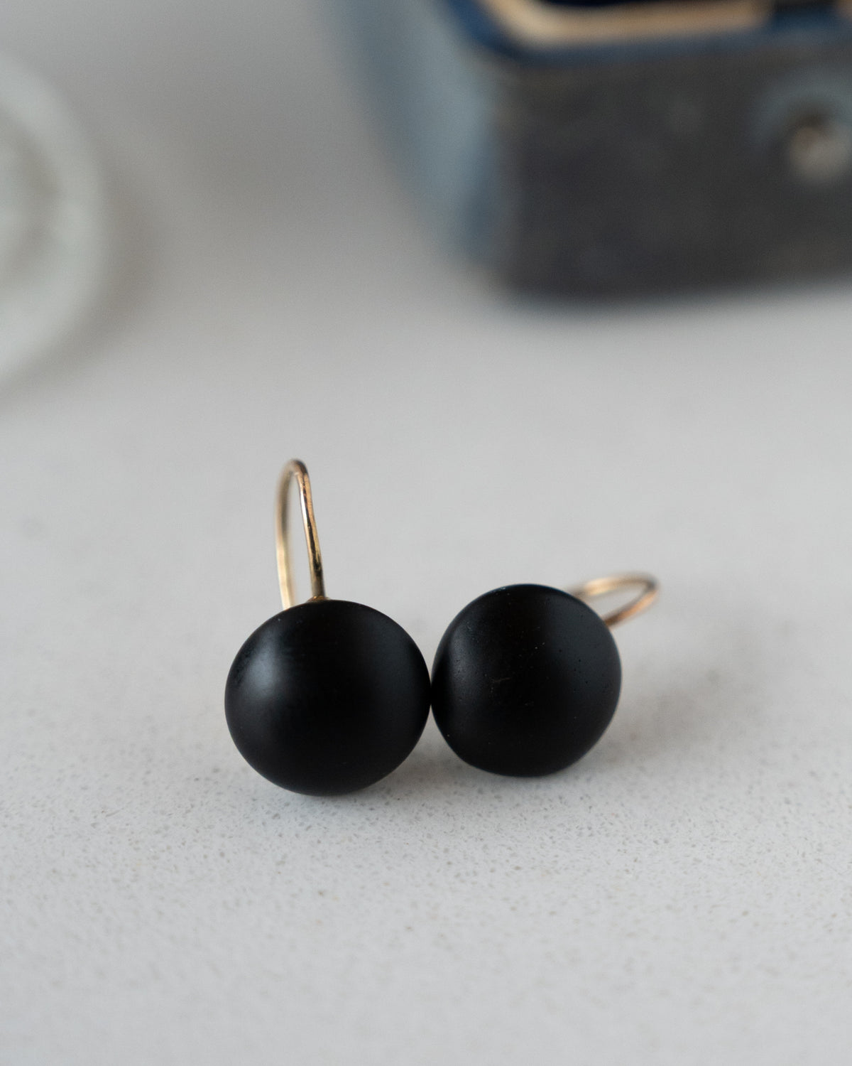 Antique Victorian Jet Drop Earrings 10k Yellow Gold