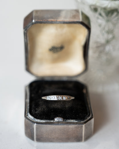 .09 Antique Art Deco Diamond Wedding Band 14K