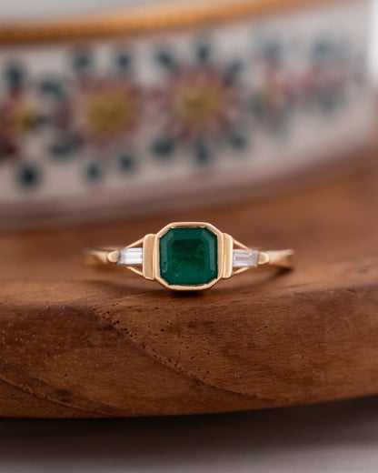 .55 Emerald & Diamond Engagement Ring 18k Yellow Gold