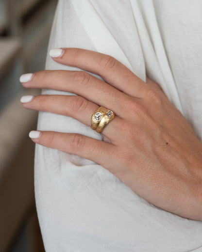 2.02 Old Mine Diamond Toi Et Moi Cocktail Ring 18k