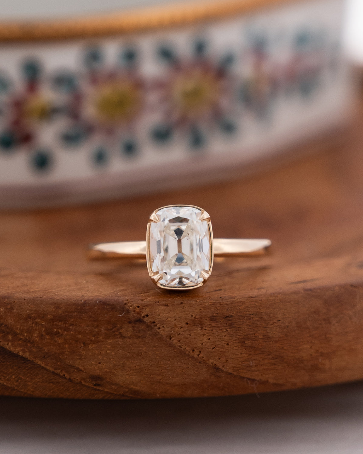 1.53 GIA Old Mine Cushion Diamond Engagement Ring 14k