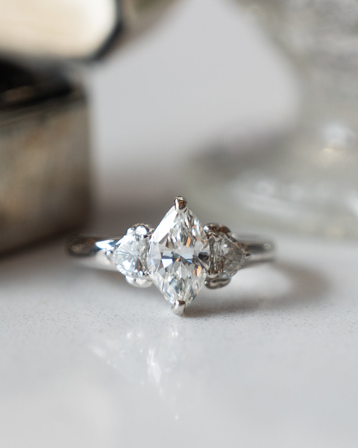 1.01 Marquise Diamond Engagement Ring Platinum