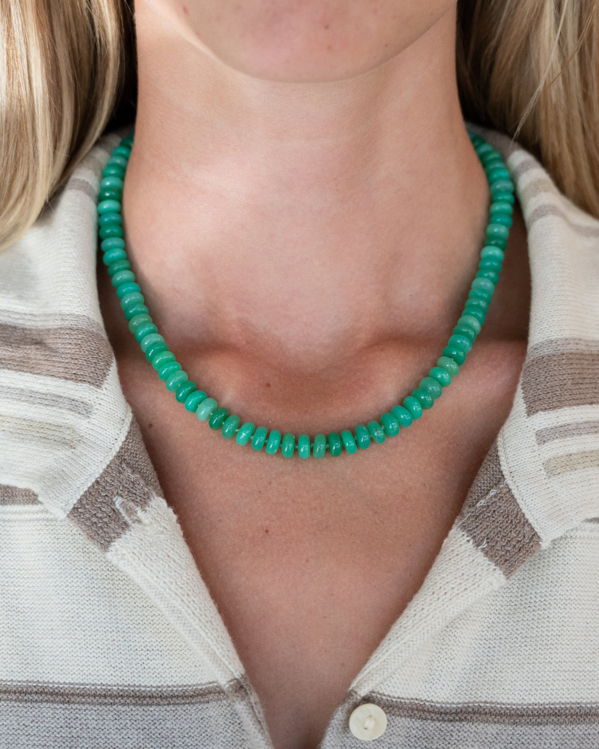 Irene Neuwirth Chrysoprase Rondelle Bead Necklace 18k