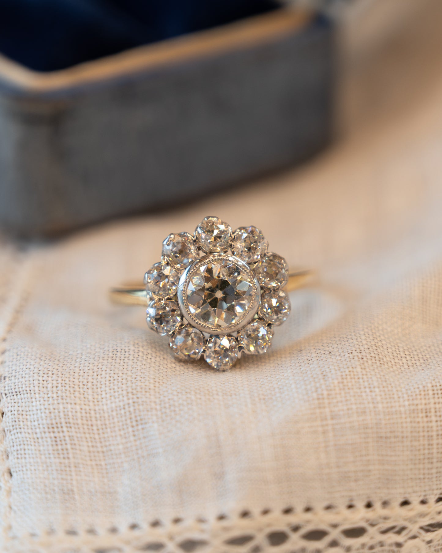 1.18 GIA Diamond Halo Engagement Ring Platinum & 18k