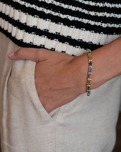 8.36 Rainbow Sapphire & Diamond Bracelet 18k Yellow Gold