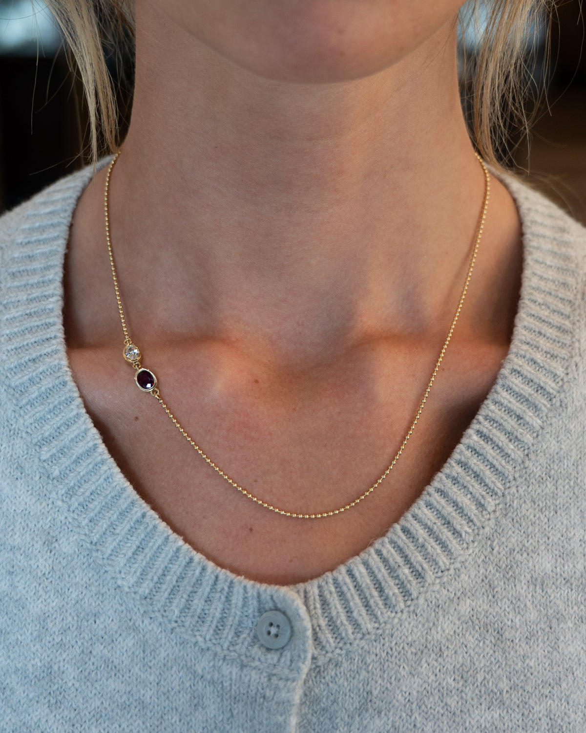 1.03 Oval Ruby & Diamond Pendant Necklace 14k Yellow Gold