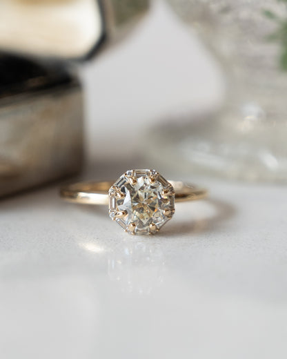 1.38 Modern Diamond Halo Engagement Ring 14k Yellow Gold