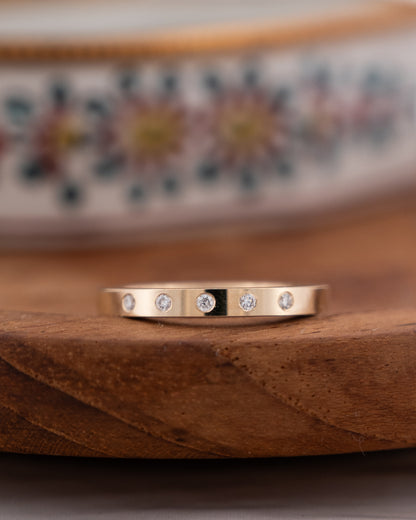 Five Stone Diamond Wedding Band 14k Yellow Gold