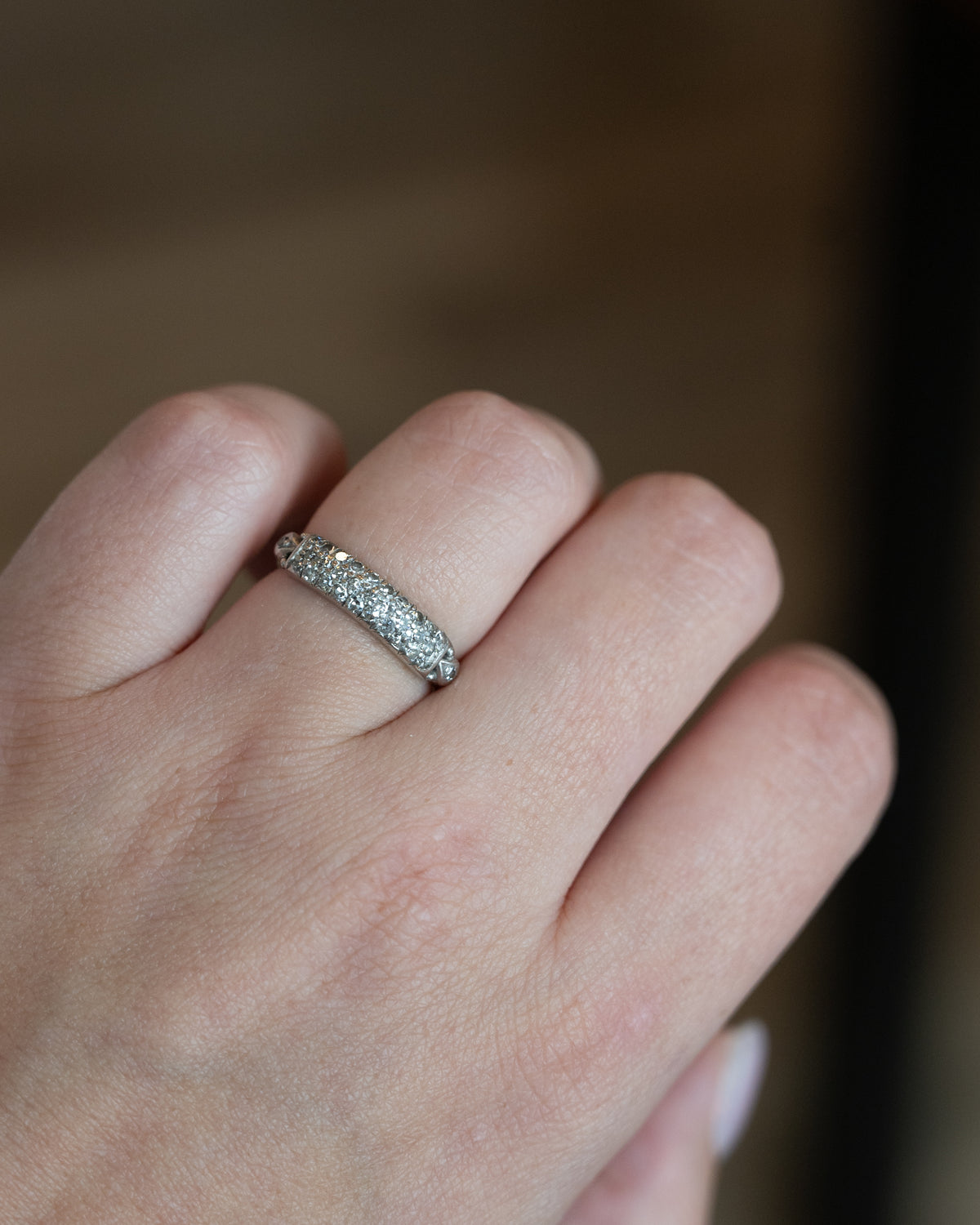 .31 Antique Art Deco Diamond Stacking Ring Platinum