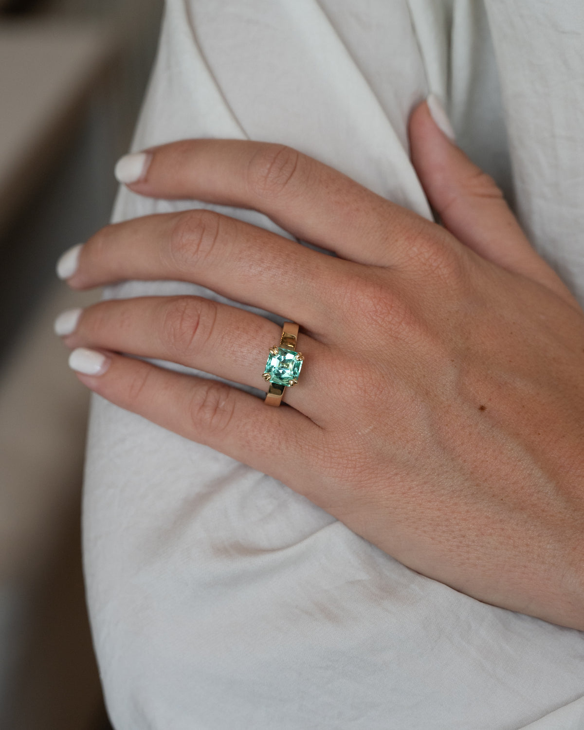 2.83 GIA Step Cut Emerald Engagement Ring 14k