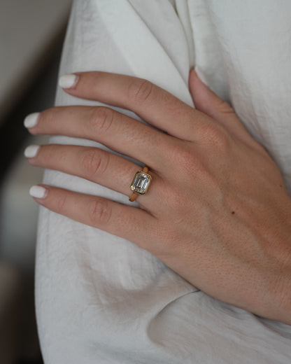 3.00 Carat Emerald Cut Diamond Engagement Ring 18k