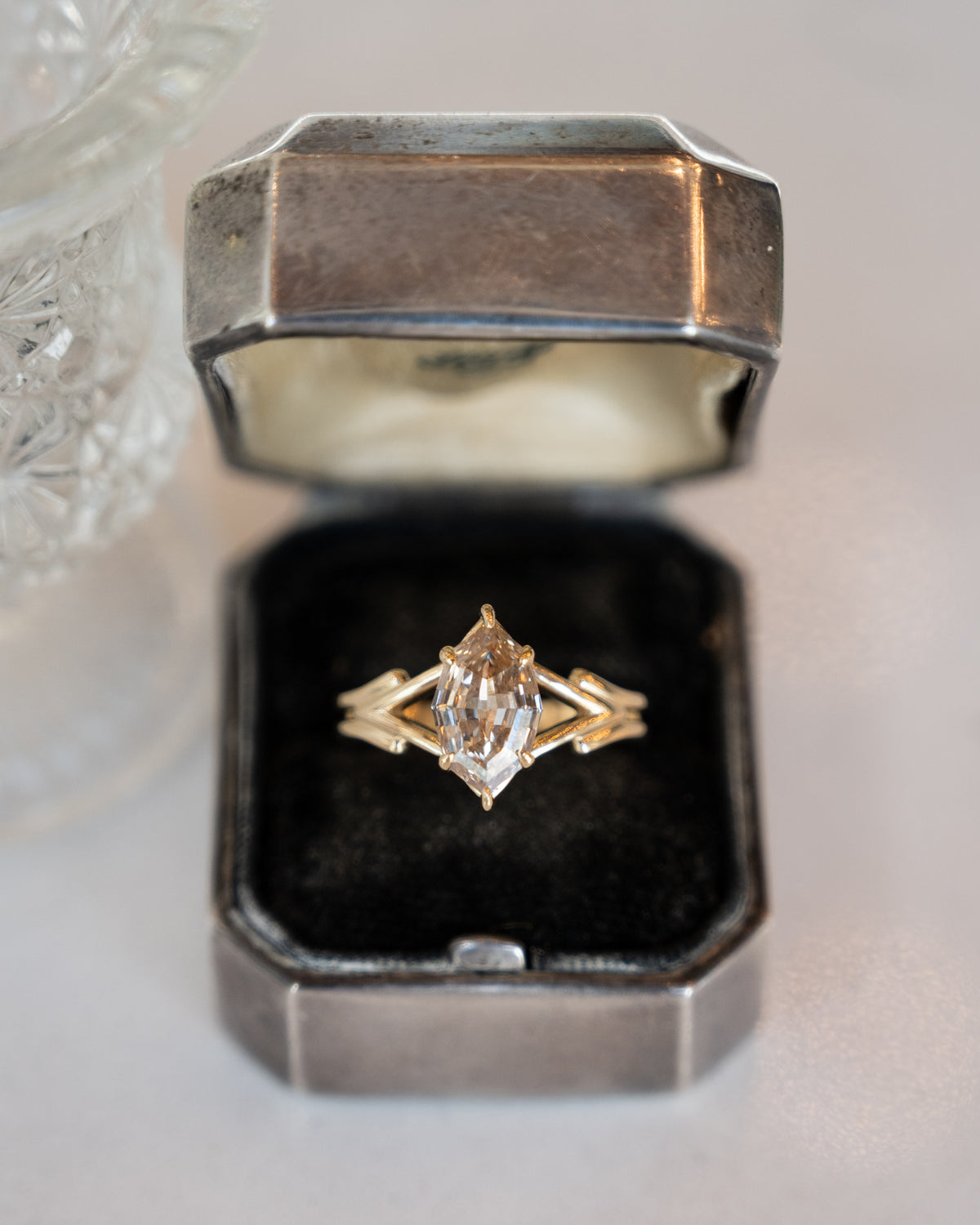 1.75 Marquise Step Fancy Brown Diamond Engagement Ring 14k