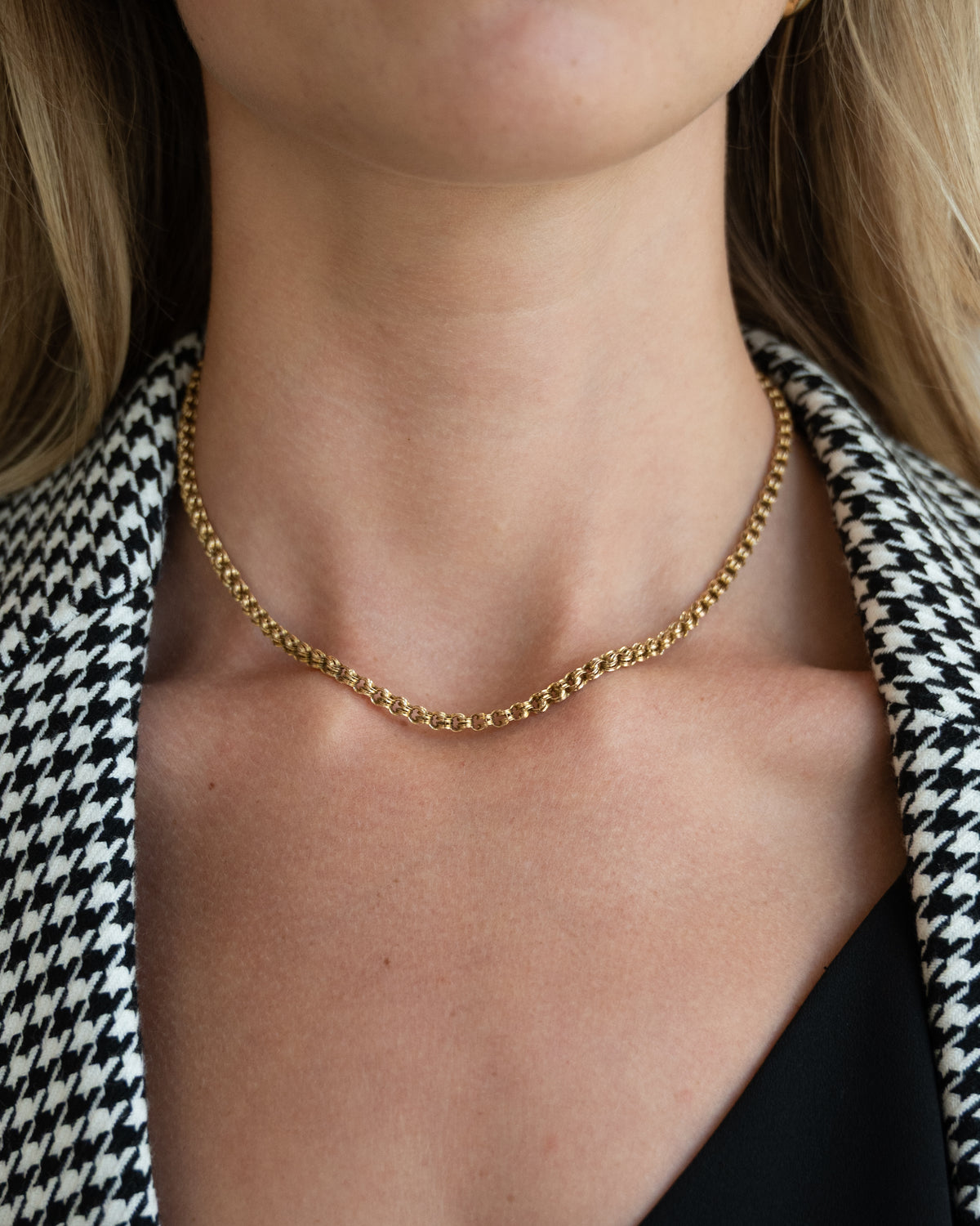 Antique Victorian Rolo Chain Necklace 14k Yellow Gold