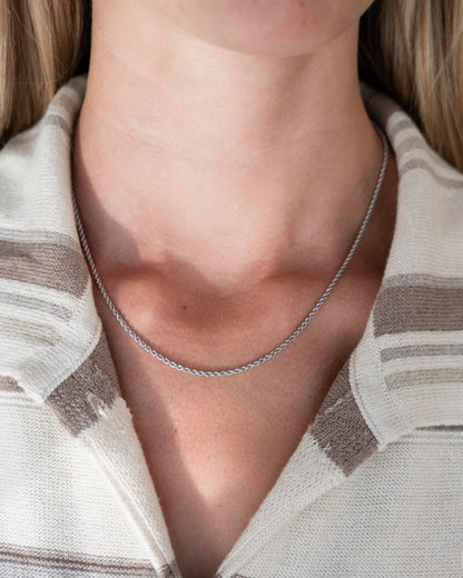 18" Rope Chain Necklace 14k White Gold