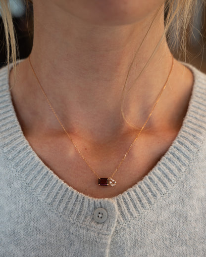 Tourmaline & Morganite Toi et Moi Pendant 14k Rose Gold