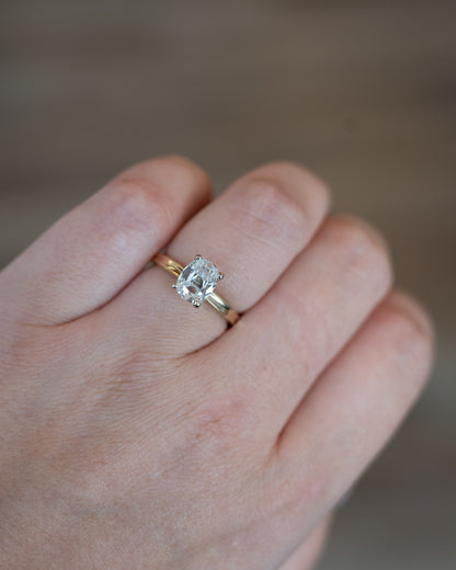 1.50 GIA Elongated Cushion Diamond Engagement Ring 14k