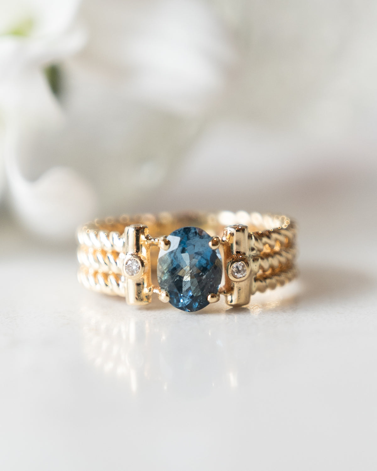 1.12 Oval Santa Maria Aquamarine Cocktail Ring 14k
