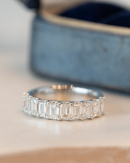 2.00 Emerald Cut Diamond Wedding Band 18k White Gold