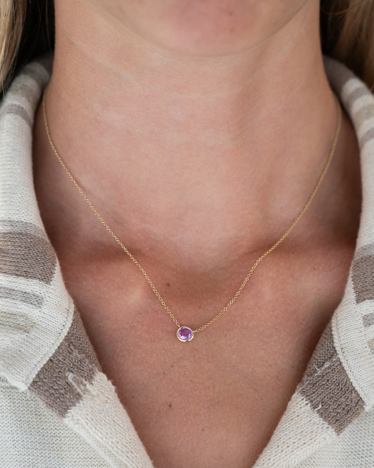 .71 Oval Pink Sapphire Pendant Necklace 14k Yellow Gold