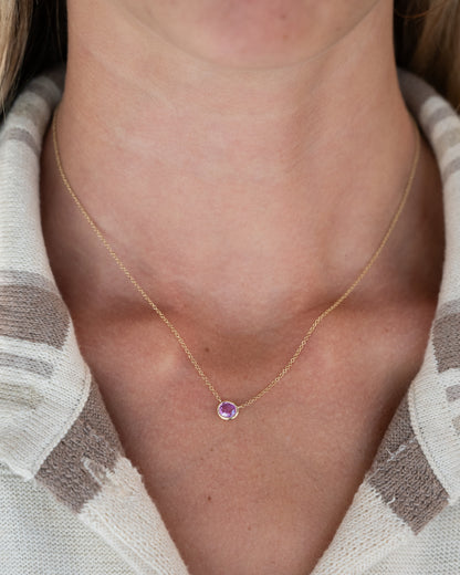 .71 Oval Pink Sapphire Pendant Necklace 14k Yellow Gold