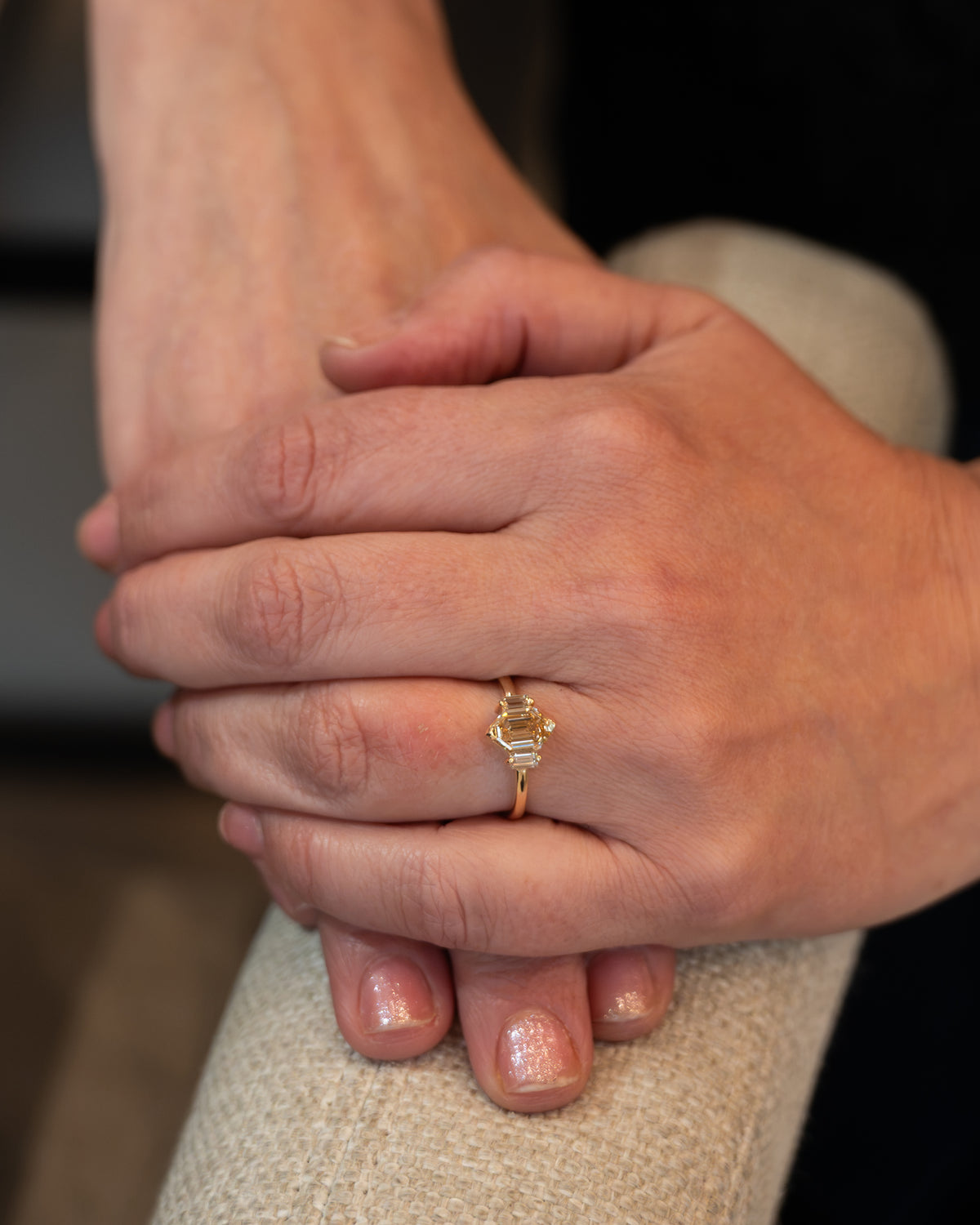 1.31 Fancy Brown Hexagon Diamond Ring 14K Yellow Gold