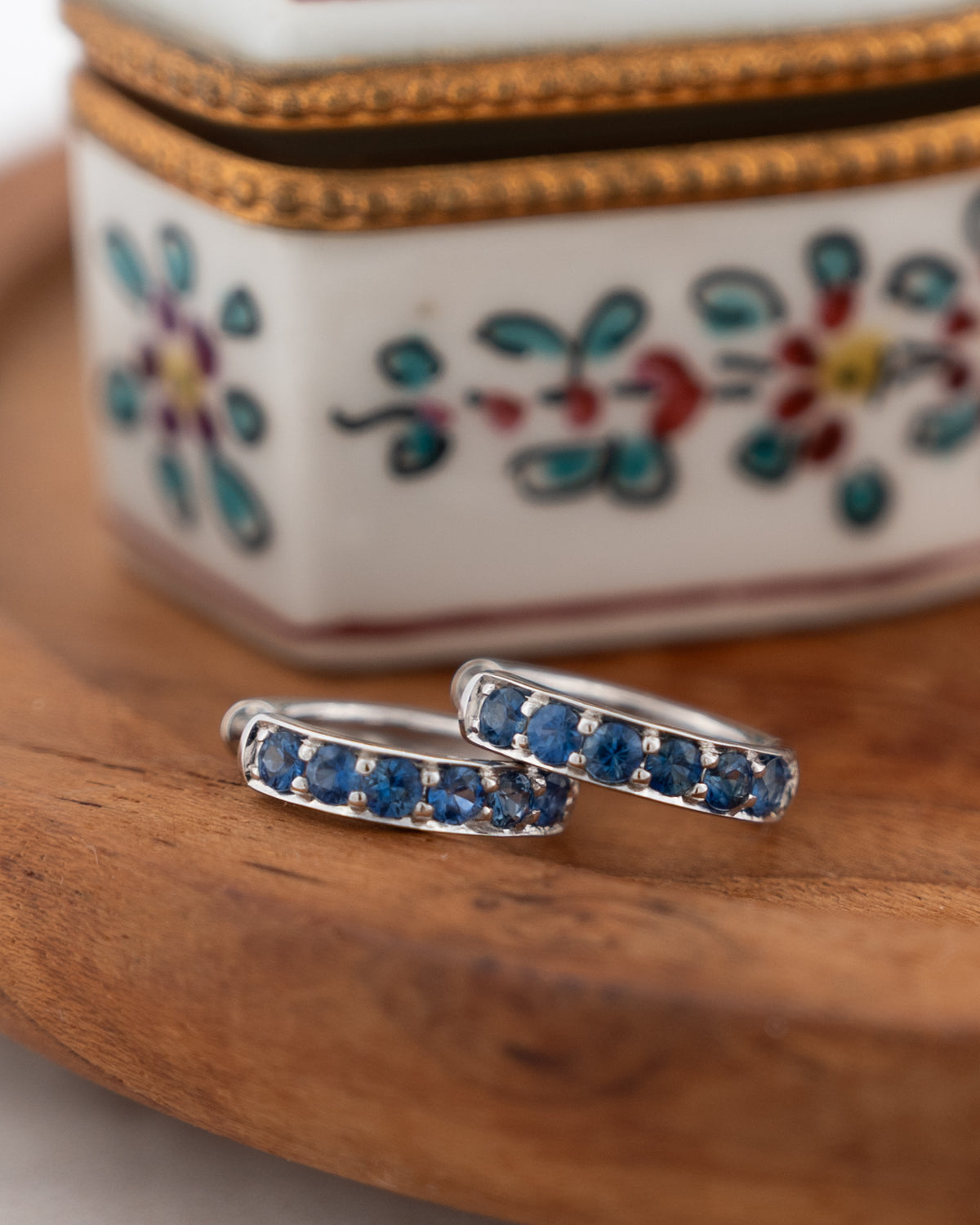 .63 Effy Blue Sapphire Huggie Hoop Earrings 14K