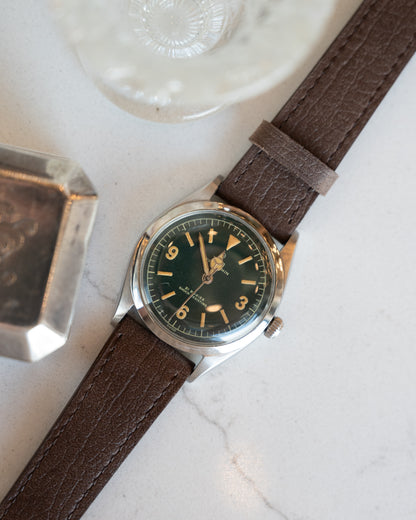 Tudor Oyster Thin Green Dial Watch Stainless Steel