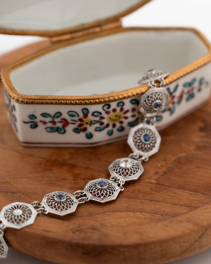 .24 Antique Art Deco Diamond & Sapphire Bracelet 14k