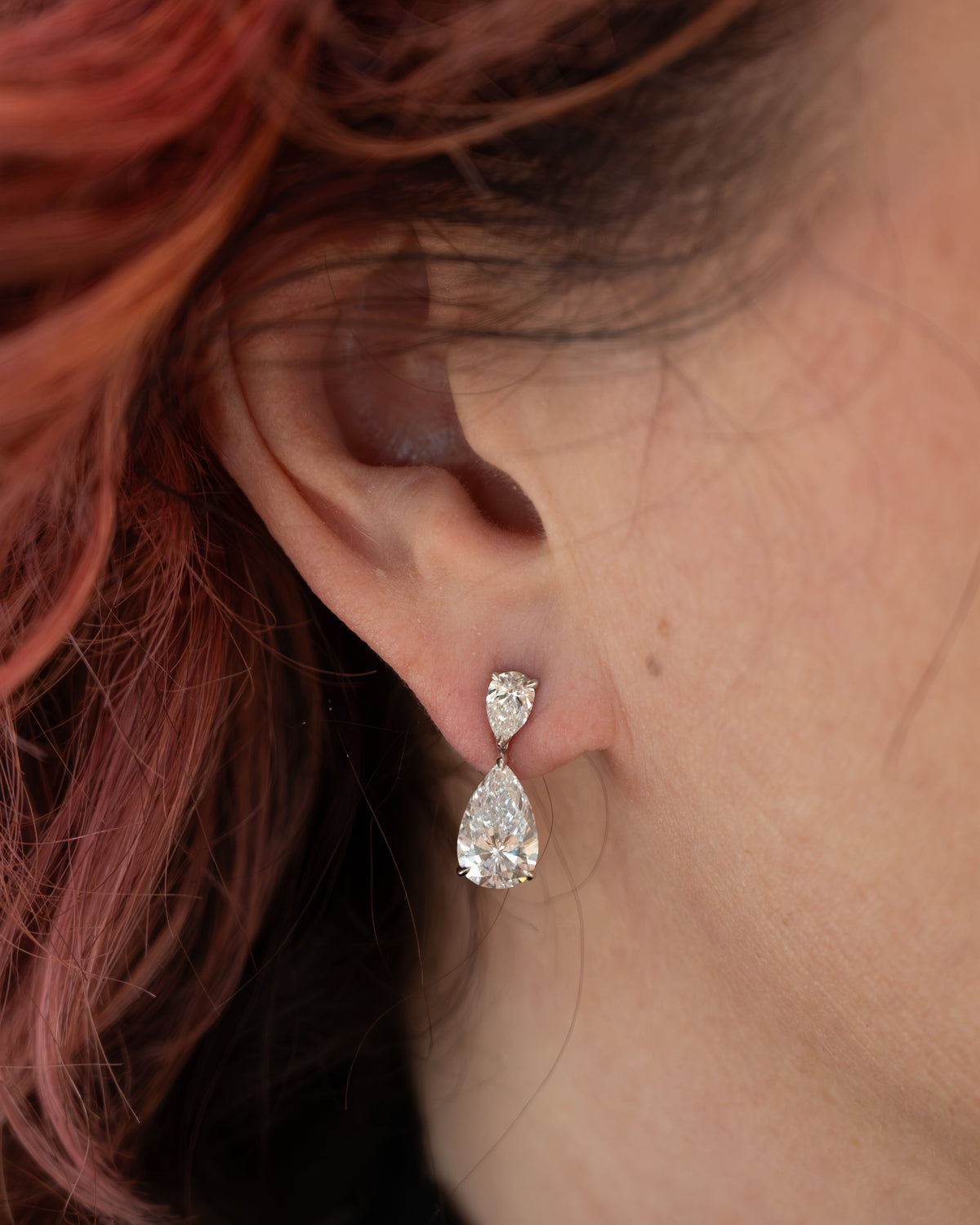 4.77 Pear Cut Diamond Drop Earrings 18k White Gold