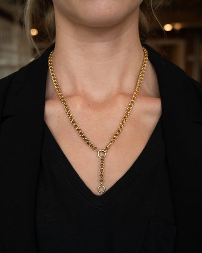 Antique Victorian Rolo Chain Necklace 14k Yellow Gold