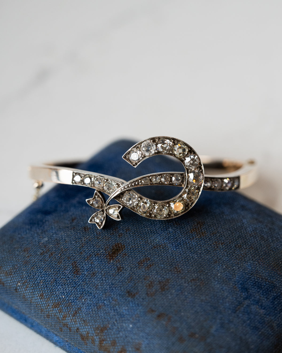 4.53 Antique Victorian Old Mine Diamond Bangle 18k
