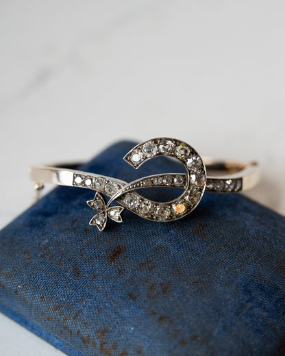 4.53 Antique Victorian Old Mine Diamond Bangle 18k