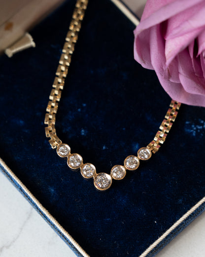 .89 Graduated Diamond V-Shape Necklace 14k