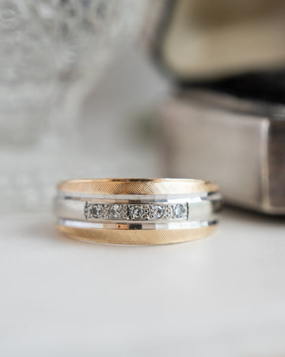 .13 Mid-Century Diamond Wedding Band 14k Two-Tone