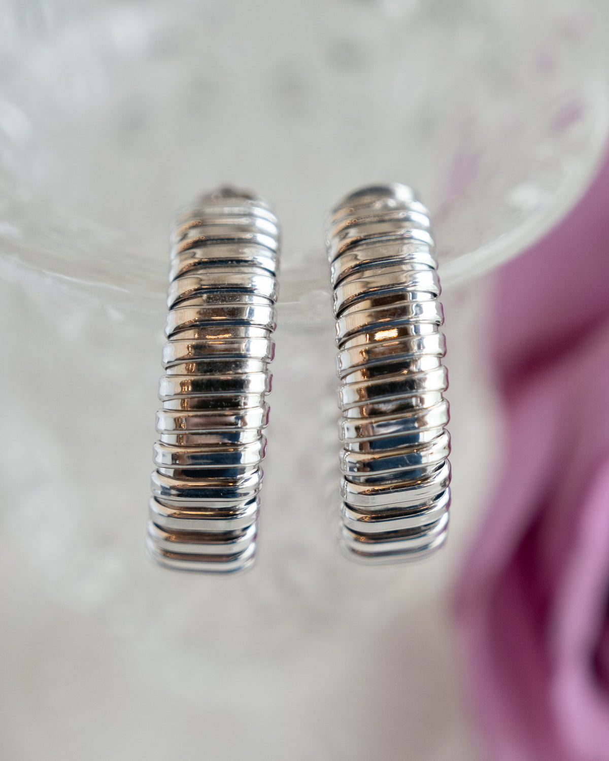 Tubogas Hoop Earrings 14k White Gold