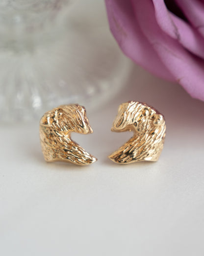 Schnauzer Dog Stud Earrings 14k Yellow Gold
